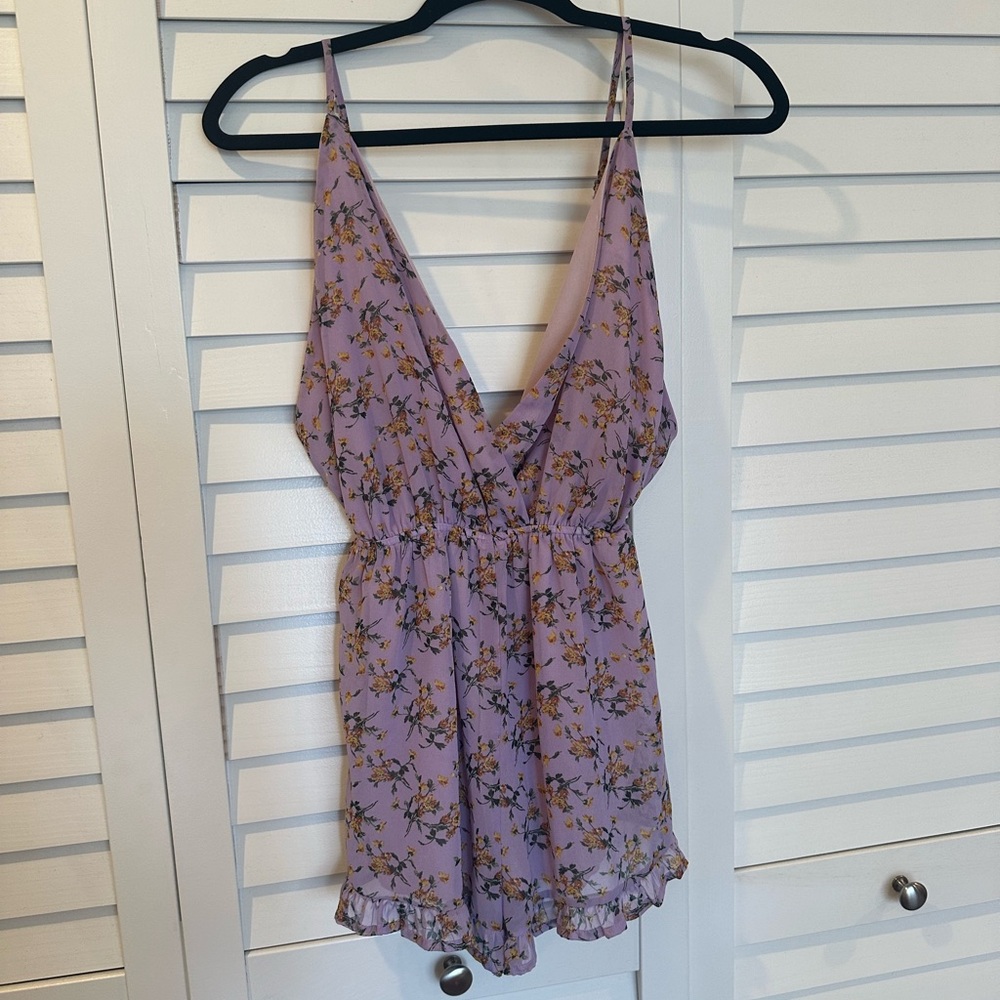 Boutique Purple Floral Romper Size Small